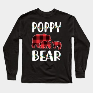 Poppy Bear Red Plaid Christmas Pajama Matching Family Gift Long Sleeve T-Shirt